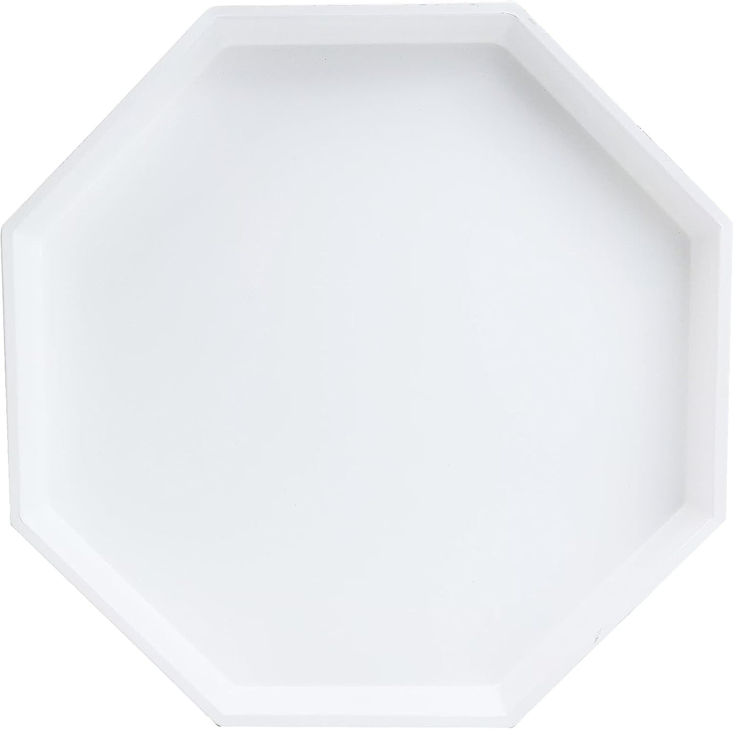 Spsyrine White Plastic Serving Tray for Ottoman, Coffee Table, Regular Octagon Decorative Tray for Entertaining, Outdoor, Living Room, Home Decor