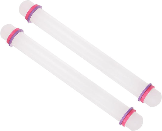 Fondant Rolling Pin, 13" Length, PP Plastic Non-Stick Guide Rings Fondant Roller Dough Roller - (Applications: for Baking Fondant DIY), 2-Pieces