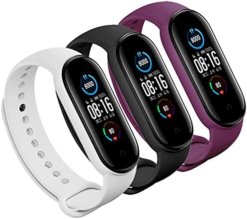 LeongLzt(4/5/8 PACK) Xiaomi Mi 5/6/7 Strap/Amazfit Band 5/6 Replacement Bands for Mi Band 5/6/7 SmartWatch Bands & Amazfit Band 5/6, Skin-Friendly Soft & Flexible Silicone Straps for Male and Female