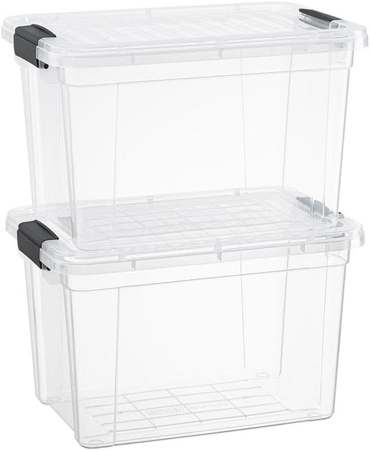 Superio Clear Storage Boxes with Lids, 4.75 Quart Plastic Container Bins for Organizing, Stackable Crates, BPA Free, Non Toxic, Odor Free, Organizers for Home, Office, School, and Dorm