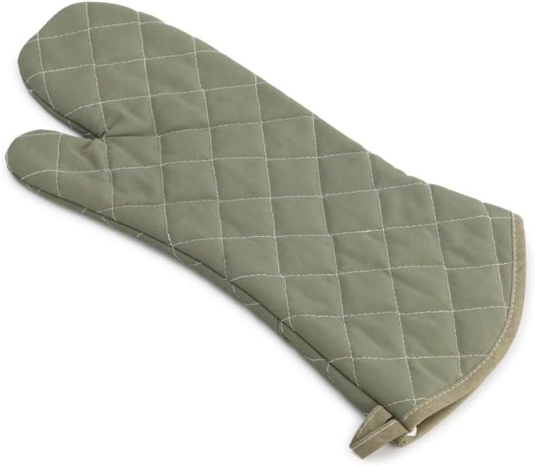 17 Inch Extra Long Heat Resistant Oven Gloves New Cotton Oven Mitts Kitchen Gloves High Temperature Cooking Tool BBQ Gloves (17" Green)