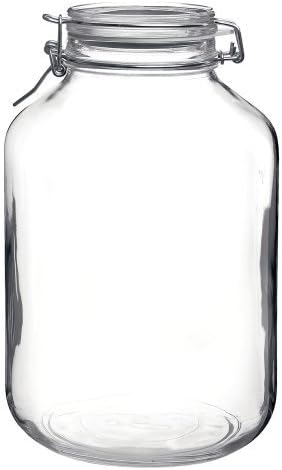Bormioli Rocco Fido 5L Glass Jar - 169oz Airtight Storage with Metal Clamp & Rubber Gasket - Ideal for Fermentation, Home Canning, Dry Food Storage - Great for Kitchen Organization, Made in Italy