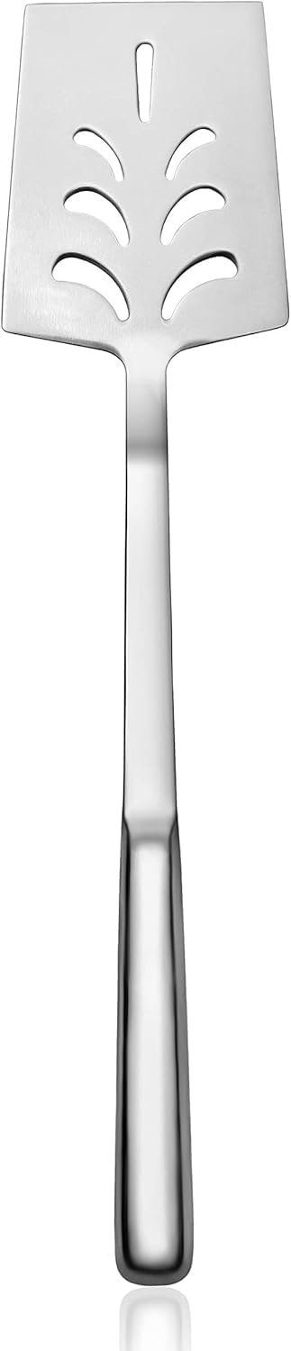 New Star Foodservice Hollow Handle Notched Serving Spoon (Silver, Perforated Spatulas (15-Inch))