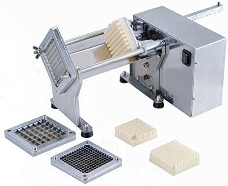 Electric French Fry Cutter Automatic Potato Chip Cutting Machine Stainless Steel Vegetable Slicer for Potatoes Carrots Cucumbers With 3 Sizes Of Replaceable Blades Suitable Commercial/Household
