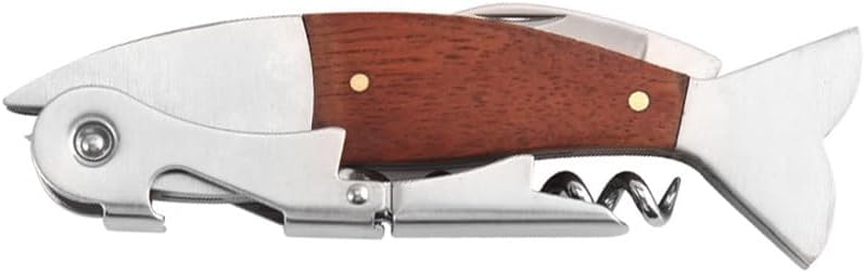 Unique Fish Corkscrew, Professional Waiters Corkscrew Wine Key Bottle Opener,Manual Wine Key for Servers, Waiters, Bartenders and Home Use (Brown fish)