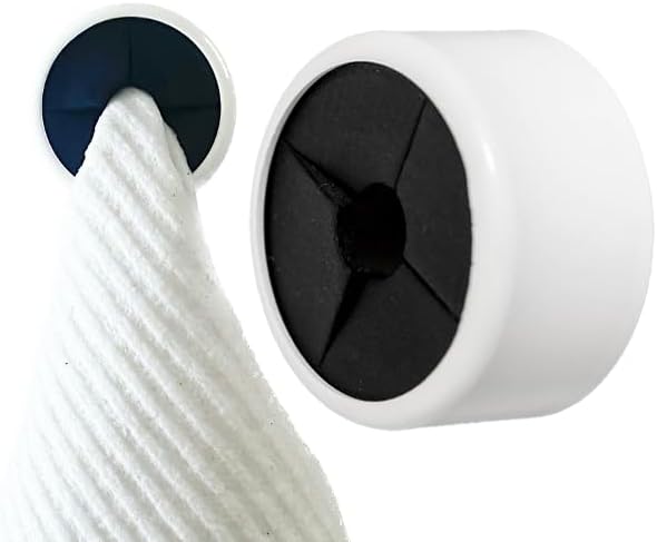 Original Kitchen Towel Holder with Adhesive, Push & Hang Dish towels, Hand towels, Accessory for Bathroom, RV, Shower (White)