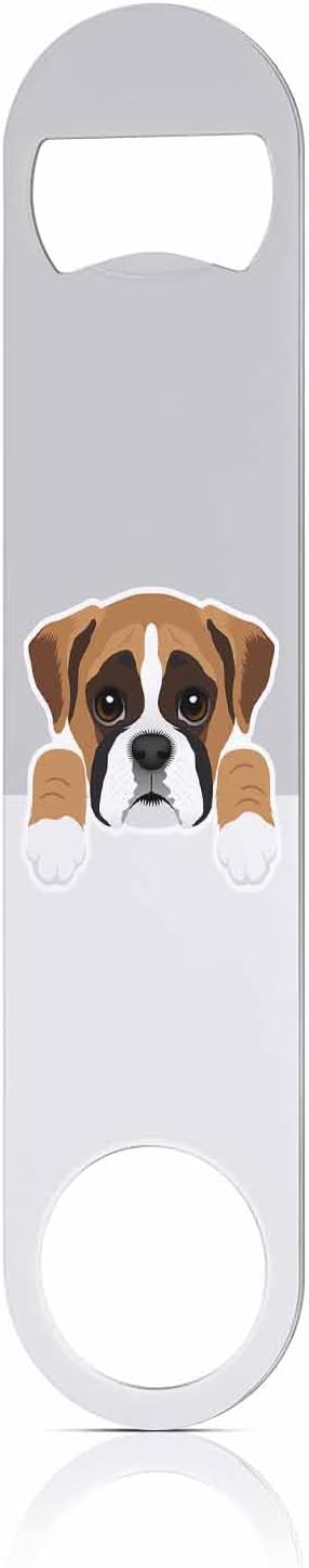 Boxer Dog Stainless Steel Bottle Opener Brown Puppy Cute Face Head Paw Flat Beer Bottle Opener Keychain for Home Kitchen Bar Restaurant Party Birthday Gift