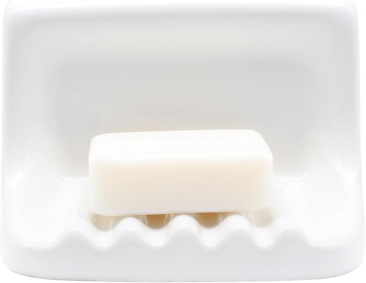 White Vintage Mounted Ceramic Soap Dish for Shower Wall,Retro Ceramic Soap Holder Porcelain Soap Dish Holder Tray for Home Bathtub Bathroom Sink Shower Wall Easy to Clean Keep Soap Dish Dry
