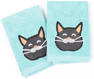 MUkitchen Cotton Dish Cloth Set with Scrubber, 12x12 in, 2 Pack (Meow)
