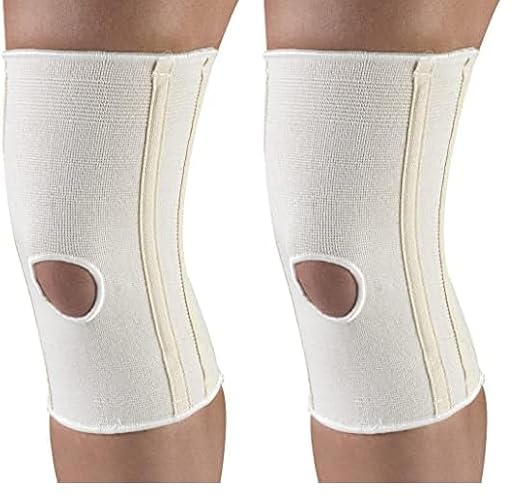 Knee Brace Flexible Stays Knit Elastic, White, Medium (Pack of 2)