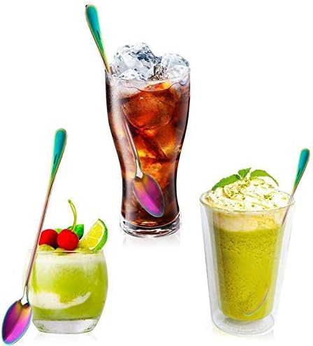 10 Piece Long Handle Iced Tea Spoon, Stainless Steel Coffee Mixing Spoons - Long Cream Dessert Spoons