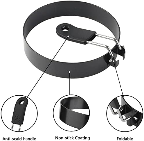 Egg Rings 4 Pcs Large 6" Pancake Molds And 4 Pcs 3.5" Fried Egg Molds Stainless Steel Nonstick Egg Ring for Frying Eggs And Muffins