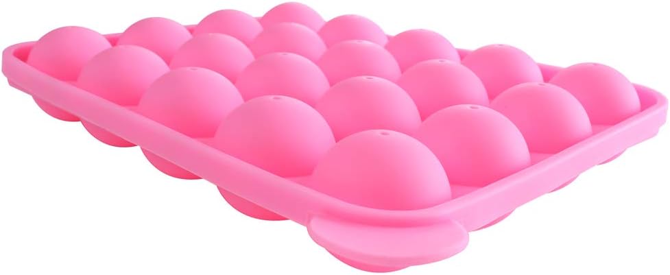 WARMBUY 20 Cavity Silicone Cake Pop Mold Lollipop Baking Mold Tray with Sticks, Pink