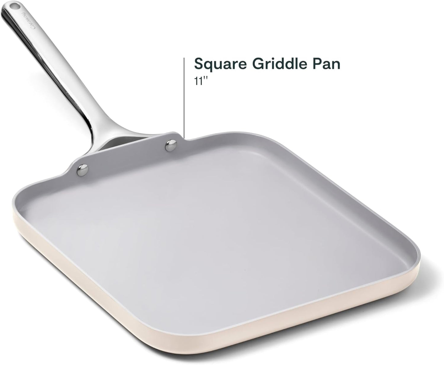 Caraway Square Griddle Pan - 11” Square Pan - Non-Stick Ceramic Coated - Non Toxic, PTFE & PFOA Free - Oven Safe & Compatible with All Stovetops - Cream
