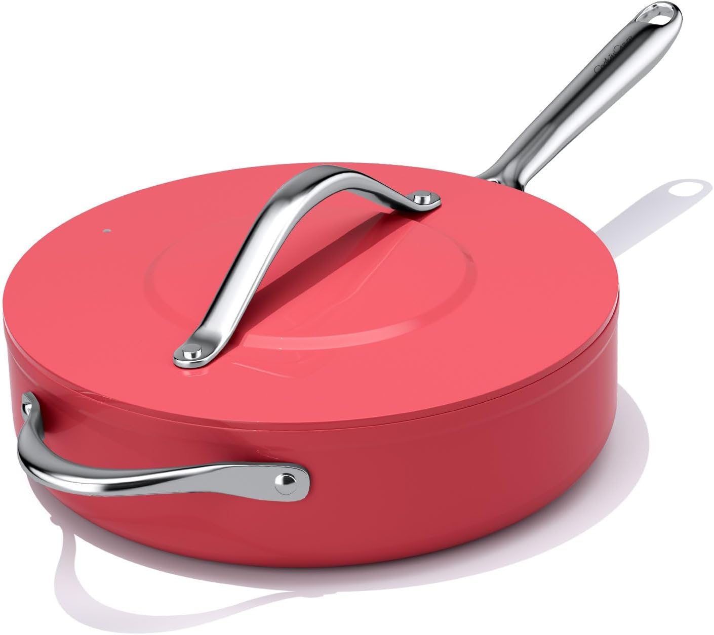 Nonstick Ceramic Sauté Pan with Lid (4.5 qt, 11"), Deep Frying Pan for All Cooktops - Non Toxic, PTFE/PFAS Free, Dishwasher & Oven Safe up to 500°F - with Stay Cool Handle - Fusion Red