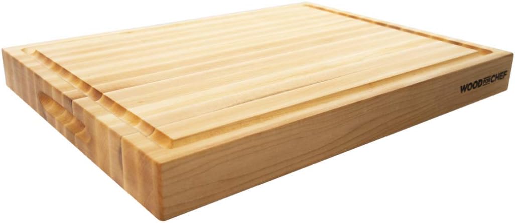 Large Wood Cutting Board from North American Maple - A Butcher Block That Comes with Juice Groove for Cutting Meat and Juicy Veggies Easily- Maple Chopping Board - 20x16x1.5 inches
