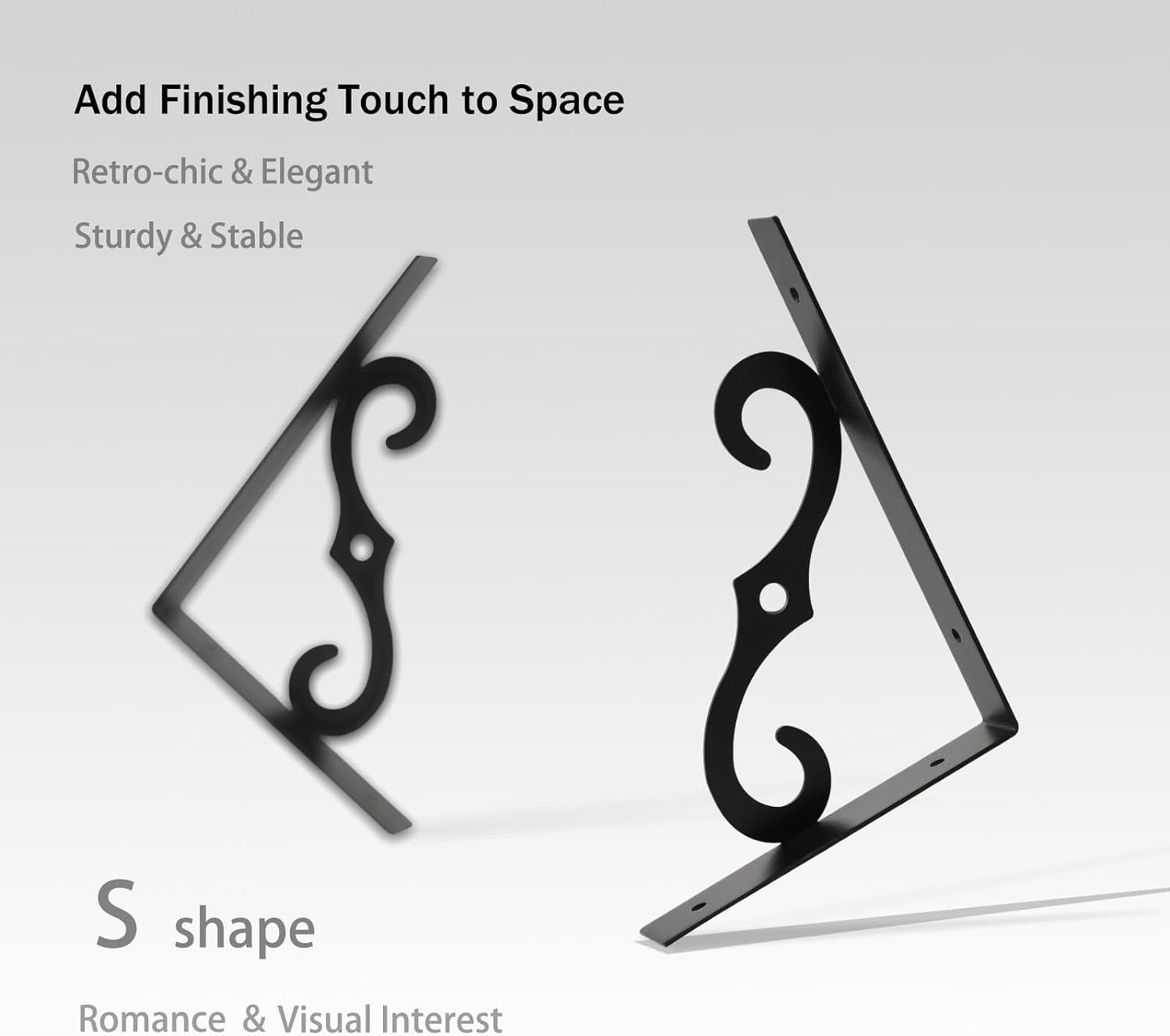 DINZI LVJ Long Wall Shelves, 23.6 Inch Large Floating Shelves Set of 2, Wide Display Shelf Wall Mounted with Brackets, Easy Hanging for Living Room, Toilet, Office, Bedroom, Rustic Brown