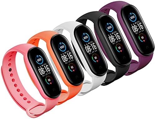 LeongLzt(4/5/8 PACK) Xiaomi Mi 5/6/7 Strap/Amazfit Band 5/6 Replacement Bands for Mi Band 5/6/7 SmartWatch Bands & Amazfit Band 5/6, Skin-Friendly Soft & Flexible Silicone Straps for Male and Female