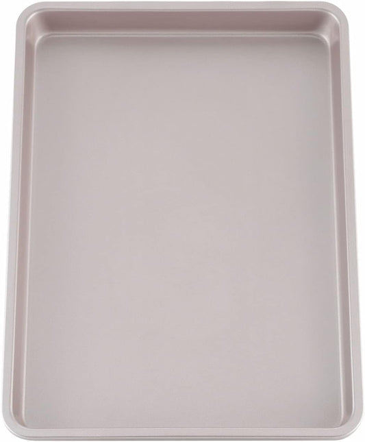 CHEFMADE 13-Inch Rimmed Baking Pan, Non-Stick Carbon Steel Cookie Sheet Pan for Oven Roasting Meat Bread Jelly Roll Battenberg Pizzas Pastries 9.7" x 13.6" x 1" (Champagne Gold)