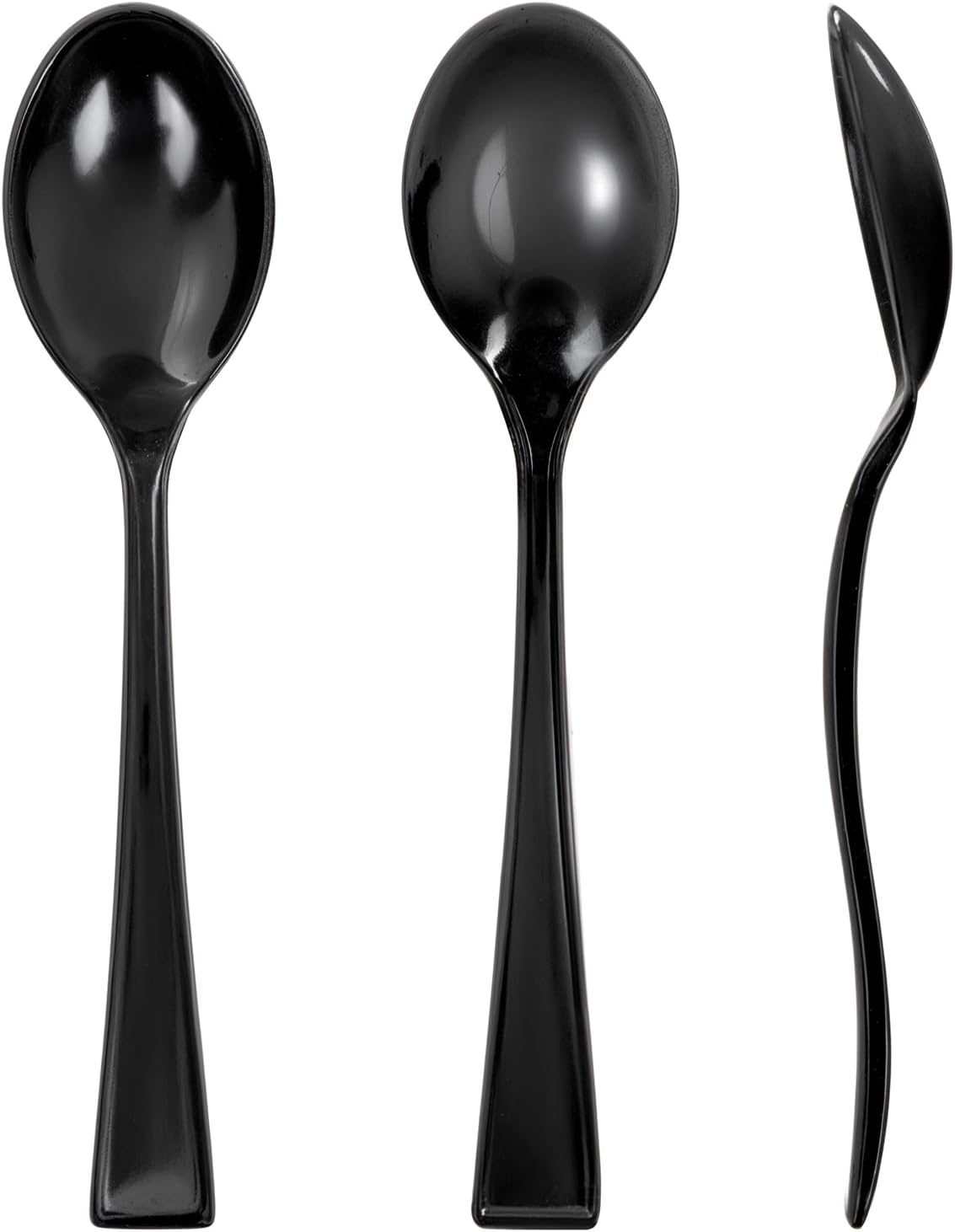 WDF 300 Pieces Black Plastic Mini Spoons-4 Inches Black Plastic Tasting Spoons for Desserts-Heavy Duty Plastic Spoons Perfect for Coffee/Cake/Desserts/Appetizers for New Year/Graduation