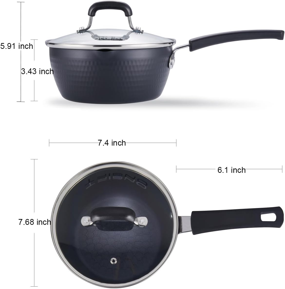 Nonstick Small Sauce Pan with Lid, 1.75QT Yukihira Sauce pan with Pour Spouts, Multipurpose Handy Little Saucepan with Stay Cool Handle, Small Pots for Cooking, Soups, Noodles, Milk