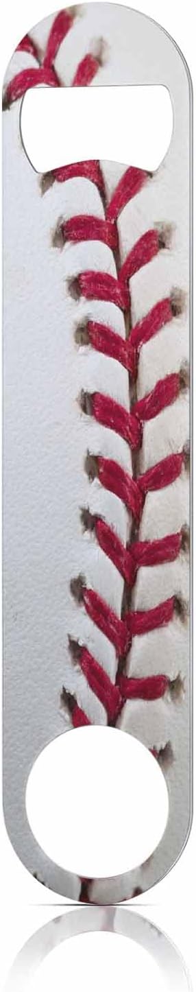 Baseball Stitching Stainless Steel Bottle Opener White Red Training Leather Ball Softball Texture Flat Beer Bottle Opener Keychain for Home Kitchen Bar Restaurant Party Birthday Gift