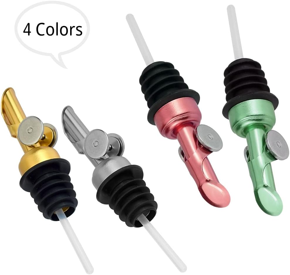 MEETSWEET Automatic Stainless Steel Pour Spout, Leak-Proof for Olive Oil, Vinegar, Wine and Other Liquids (Green)