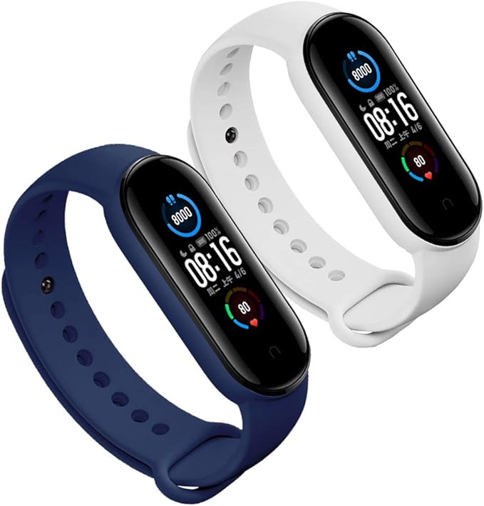 LeongLzt(4/5/8 PACK) Xiaomi Mi 5/6/7 Strap/Amazfit Band 5/6 Replacement Bands for Mi Band 5/6/7 SmartWatch Bands & Amazfit Band 5/6, Skin-Friendly Soft & Flexible Silicone Straps for Male and Female