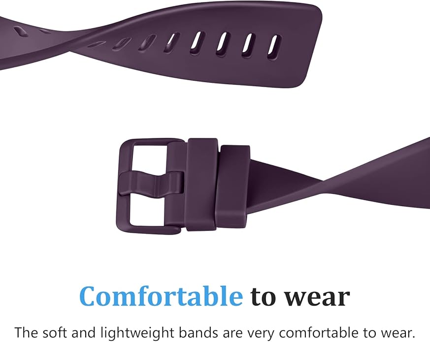 3 Pack Sport Bands Compatible with Fitbit Versa Bands, Classic Soft Sport Replacement Wristbands for Fitbit Versa 2 Smart Watch Women Men