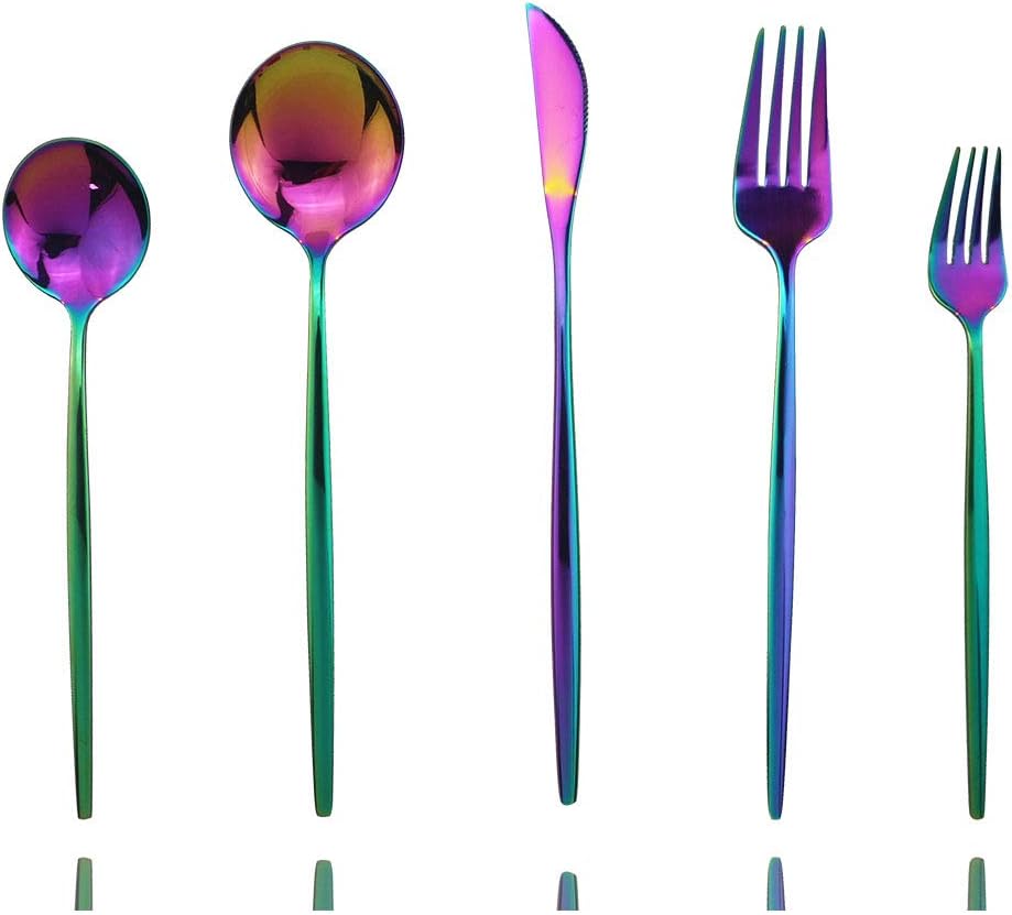 JASHII 20-Piece Stainless Steel Satin Finish Flatware Set, Mirror Polished Tableware Cutlery for Home and Restaurant, Dishwasher Safe