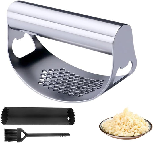 2025 Upgraded Garlic Press Stainless Steel, Garlic Press Rocker Professional Kitchen Gadgets Garlic Mincer Garlic Crusher, Heavy Duty Mincer Tool Garlic Chopper Garlic Presser Mincer (1Set)