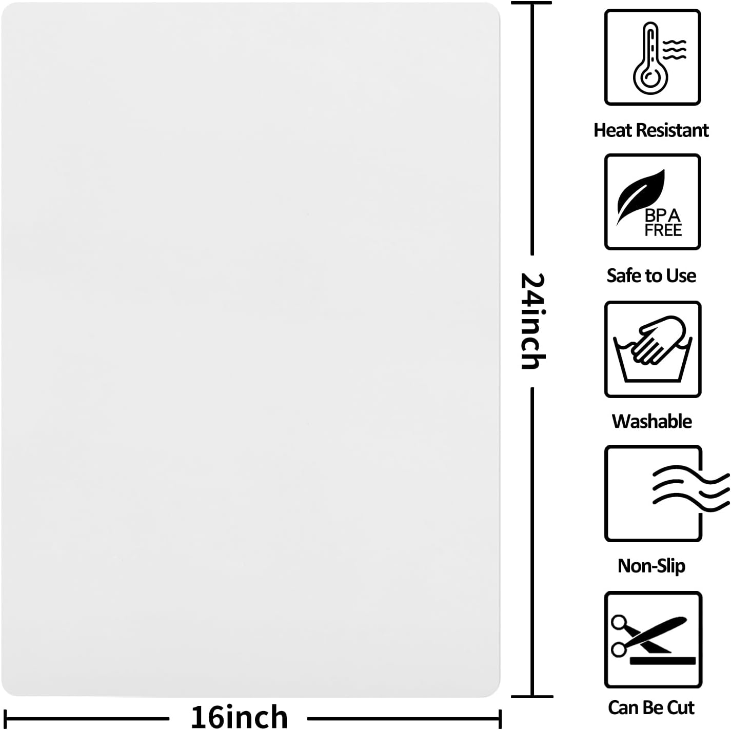 Silicone Mats for Kitchen Counter Thicker Extra Large Heat Resistant Mats Countertop Protector Liners for Bottom of Oven Air Fryer Coffee Maker, 24" x 16" x 2 mm, Translucent