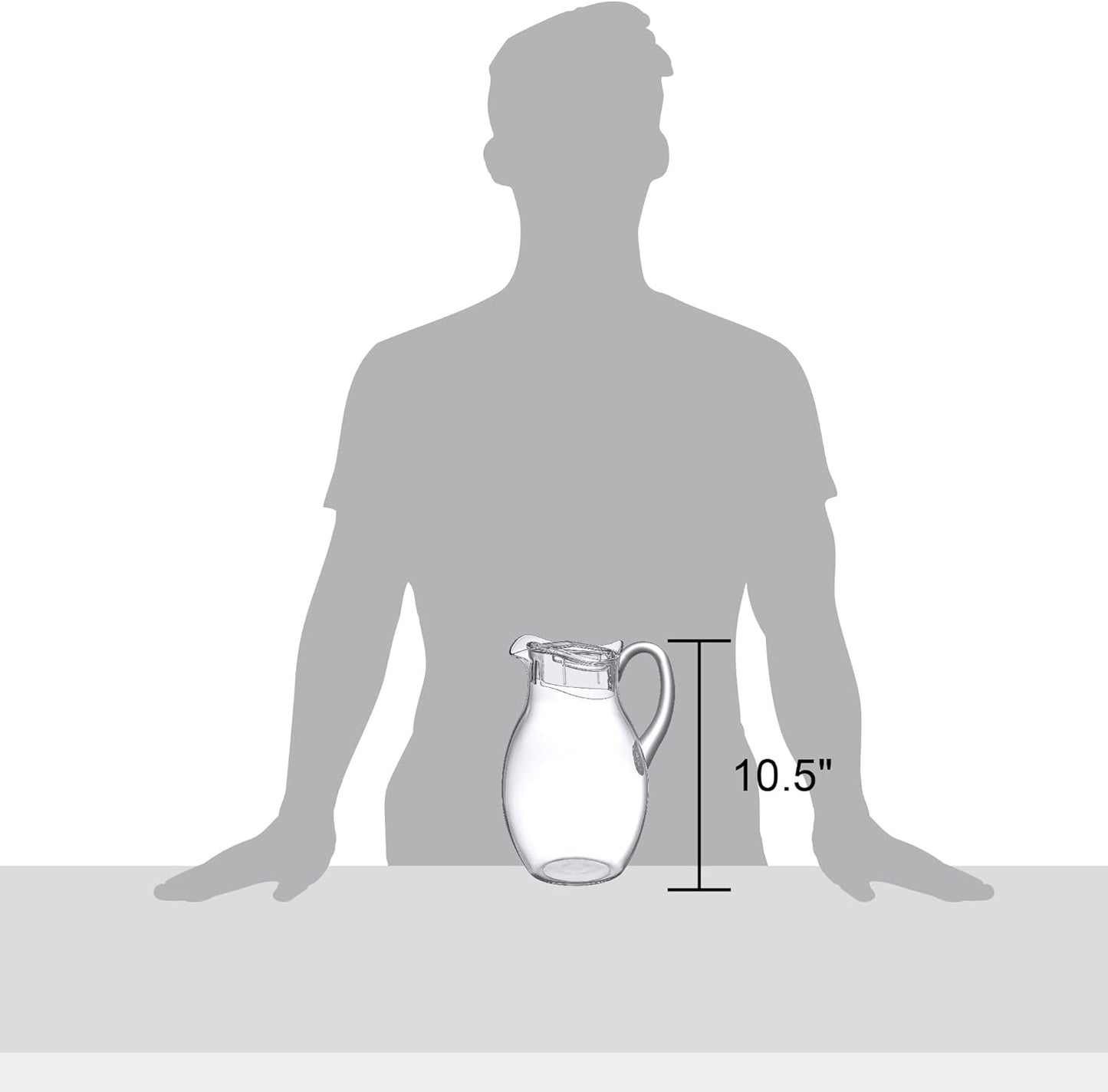 Amazing Abby - Bubbly Grand - Plastic Pitcher (96 oz, 3 Quart), Clear Water Pitcher with Lid, Fridge Jug, BPA-Free, Shatter-Proof, Great for Iced Tea, Sangria, Lemonade, Juice, Milk, and More