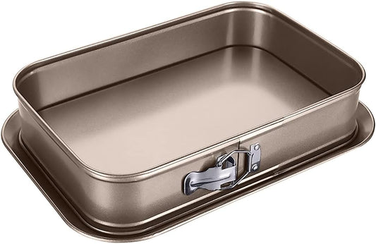 Meleg Otthon Springform Cheesecake Pan - Leakproof, Nonstick, Rectangle, Removable Bottom, Gold (15.7" x 11" x 2.6")