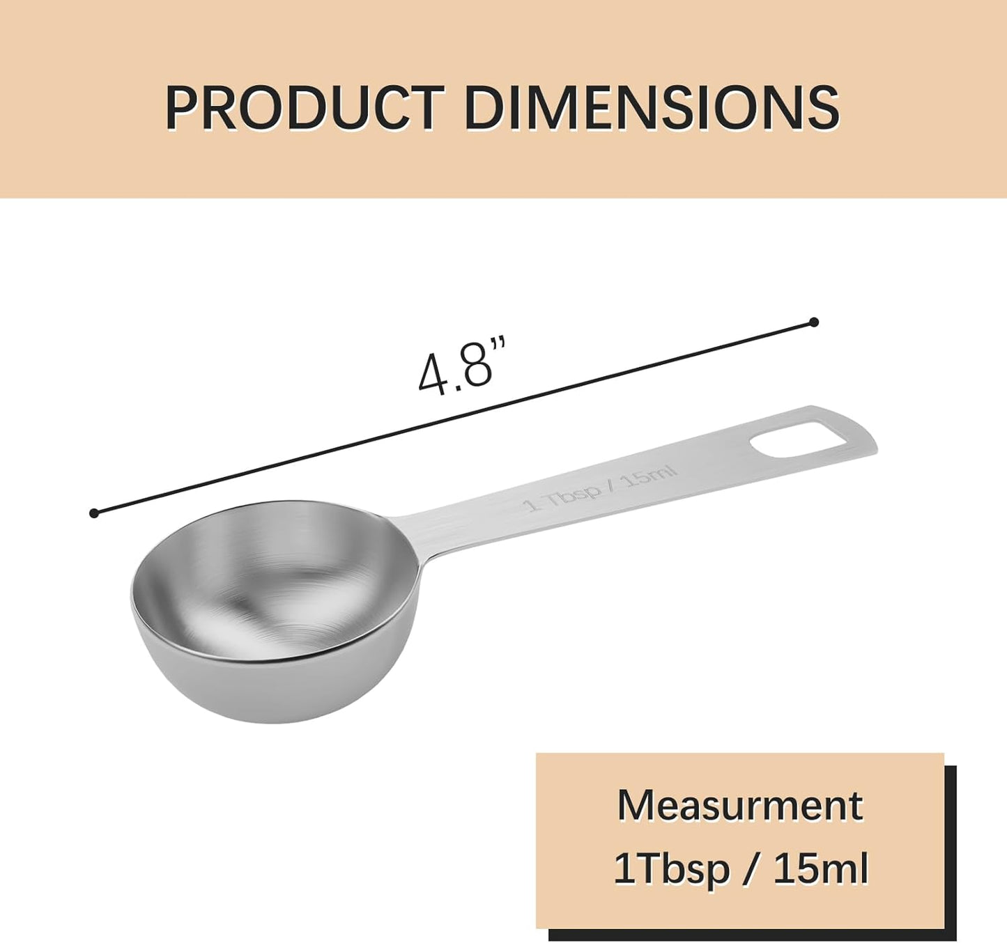 2PCS 1tbsp (3tsp, 15ml, 1/2oz) Single Measuring Spoon, Stainless Steel Individual Teaspoons Only
