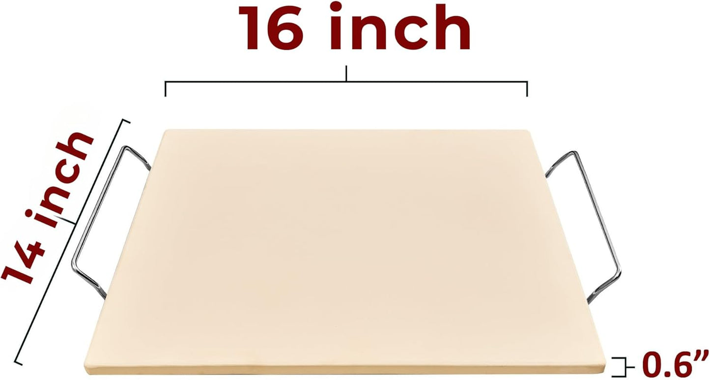 18 Inch Pizza Stone, 16x18 inch Stone for oven and grill - Durable Ceramic Pizza Stone, Heat Resistant up to 1,472°F, Perfect for Homemade Pizza, Bread and More (16x14 inch)