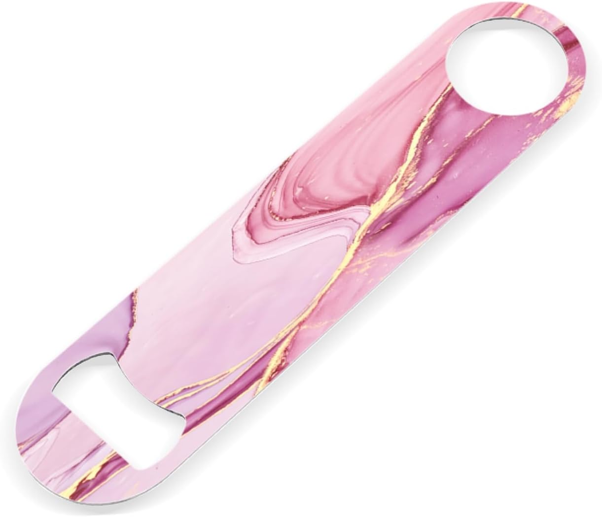 2 PACK Beer Bottle Opener, Stainless Steel Flat Bottle Openers,7 inch Metal Decor,Pink And Gold Marble