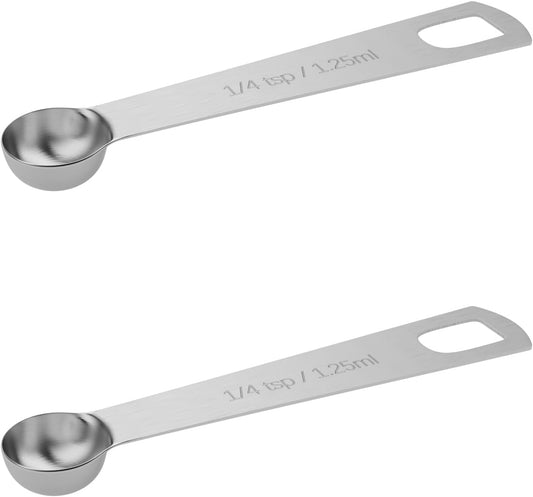 2PCS 1/4tsp (1.25ml) Single Measuring Spoon, Stainless Steel Individual Teaspoons Only