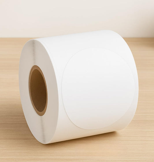 2.5 inch Round Thermal Labels – White-Direct Thermal Sticker Rolls for Small Business, Packaging, Compatible with Mumbyn, Nelko, Rollo, Zebra| 1" Core | Self-Adhesive | 1 Roll 500 Labels