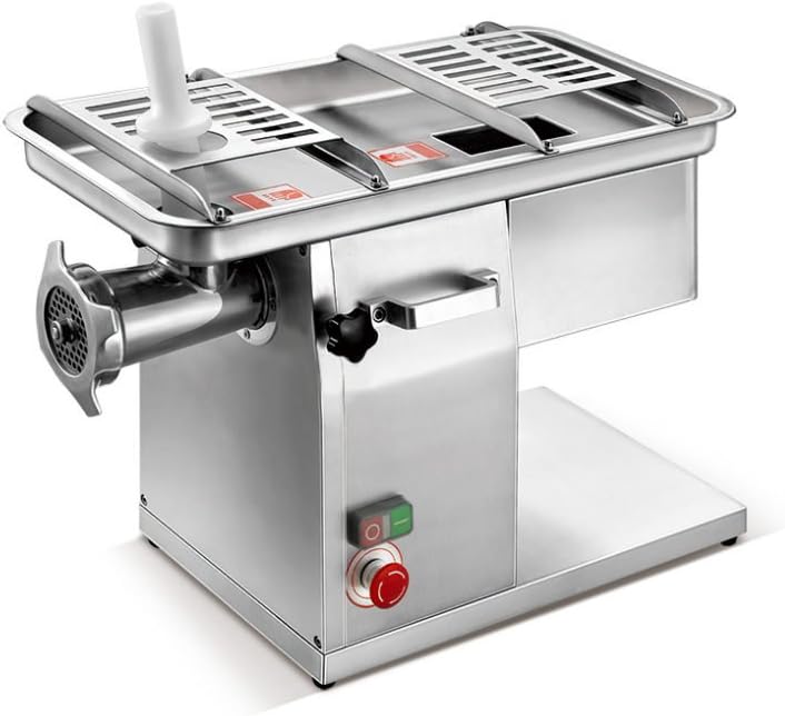 KWS JQ-58 Duo Function Commercial 1950W 2.6HP Electric 5mm Fresh Meat Cutter + Stainless Steel Meat Grinder All in One Grinding and Slicing Machine for Restaurant/Deli/ Butcher Shop