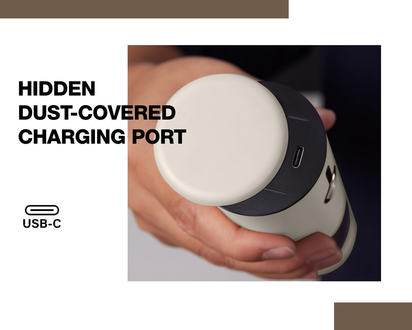 Stainless Steel Rechargeable Electric Salt and Pepper Grinder Set, USB Charging with Dust Cover, 6 Adjustable Grinding Modes + LED Light 2packBlack+Cream