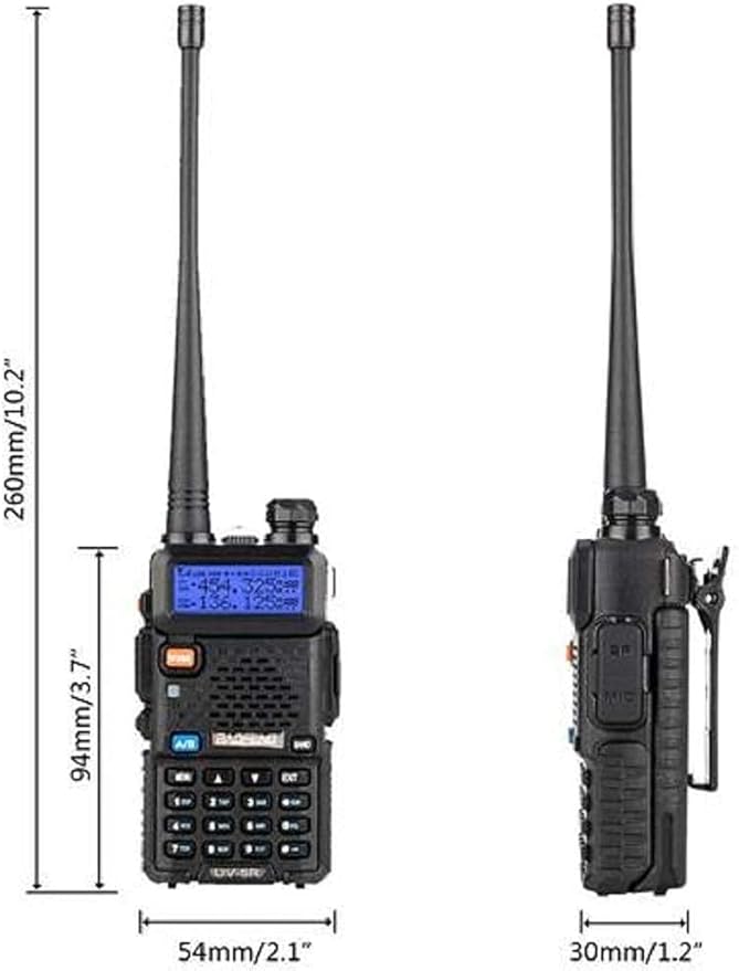 Baofeng UV-5R Ham Dual Band Two Way Radio 144-148/420-450Mhz 1800mAh Li-ion (2 Pack)