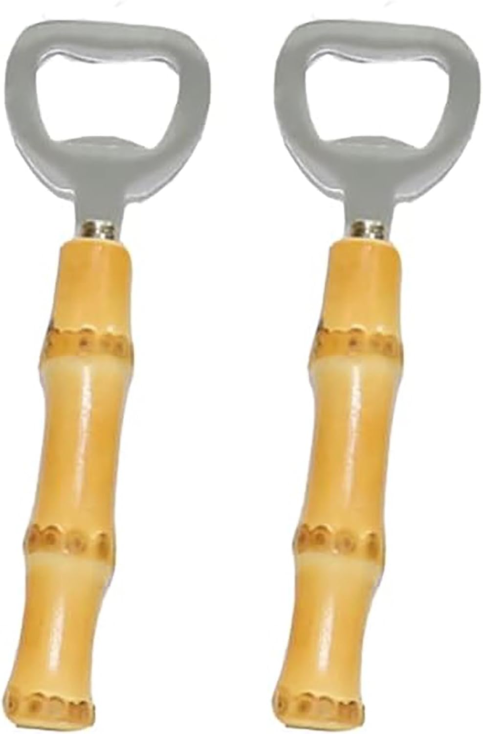 2PCS Bamboo Bottle Openers,Beer Bamboo Bottle Openers,Soft Drinks-Handcraft Handle（yellow）