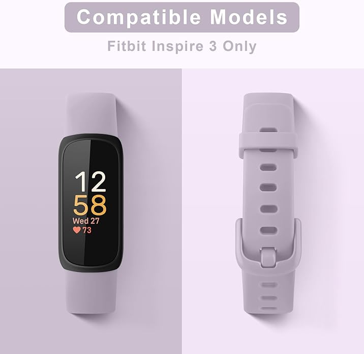 3 Pack Bands Compatible with Fitbit Inspire 3 Bands, Soft Silicone Adjustable Wristband Replacement Sport Straps Compatible with Fitbit Inspire 3 Fitness Tracker