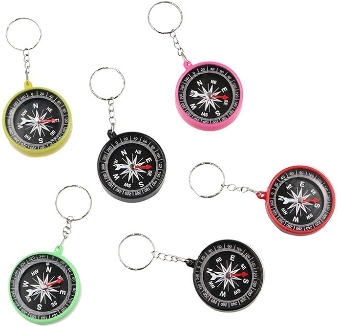 6 Pcs Compass Keychain