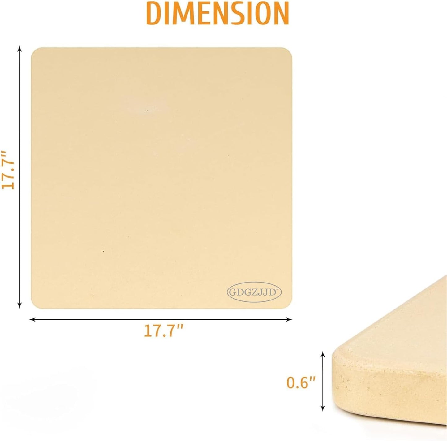 Extra Large Pizza Stone 17.7" x 17.7",Cooking Stone for Grill Rectangular, Baking Pizza Stone for bread, Ideal for Grilling Baking Several Sizes of Pizzas