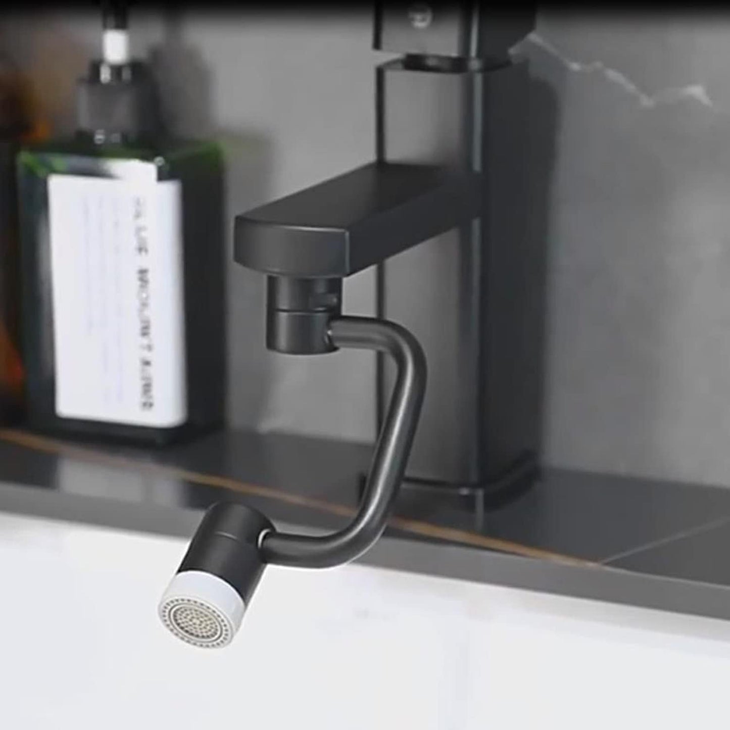 1080° Rotating Faucet Extender Aerator,Solid Brass Universal Splash Filter Faucet, Big Angle Swivel Faucet Aerator Sink Attachment,Dual-function 2-Flow Sprayer,Matte Black…