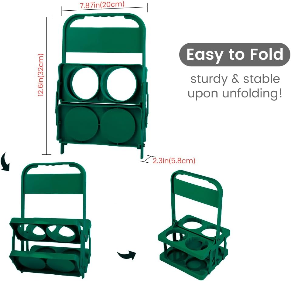 Musbus Reusable Drink Carrier with Handle for Doordash, Grubhub, Portable Cup/Coffee Holder Accessories for Delivery, Foldable Drinks Caddy with Tray, Car Durable Plastic Festive Bottle, Vacation