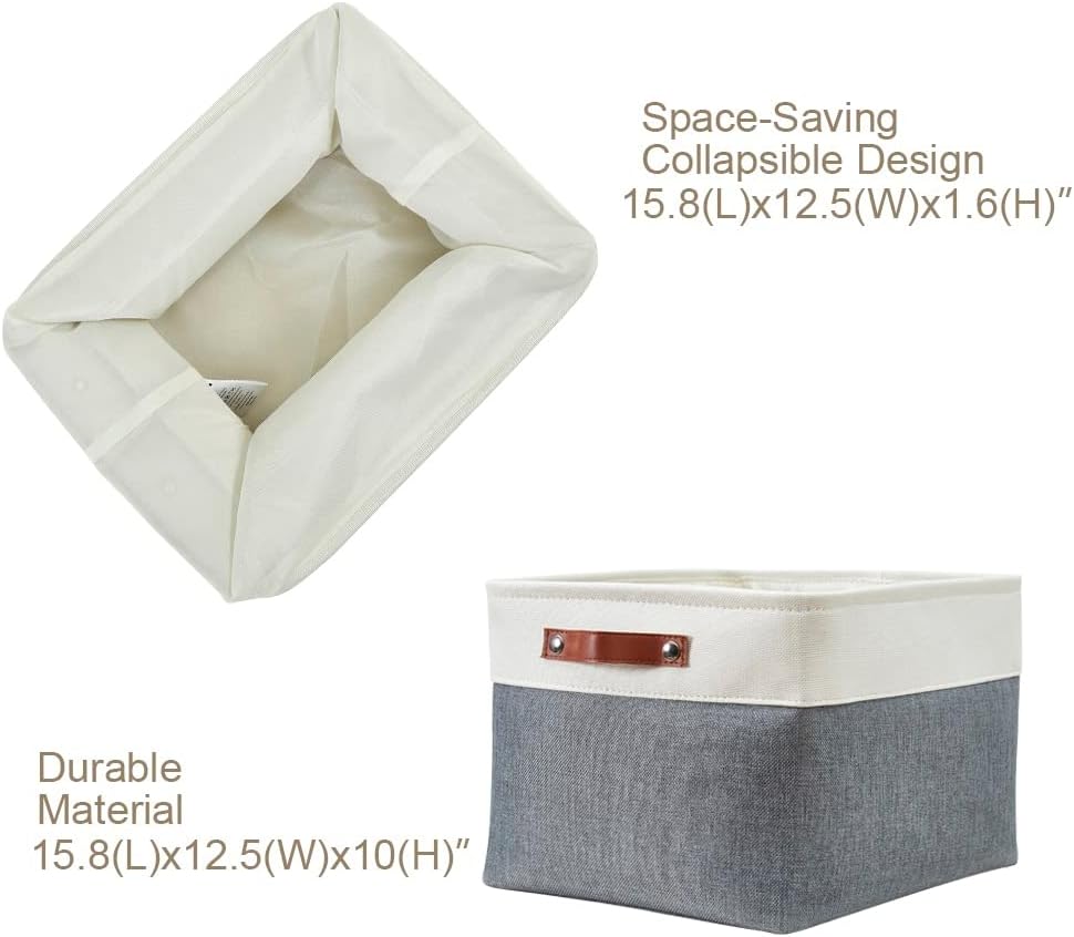 DECOMOMO Storage Baskets for Shelves - Fabric Storage Bins, Linen Closet Organizers and Storage (Slate Grey & White, XL - 3 Pack)