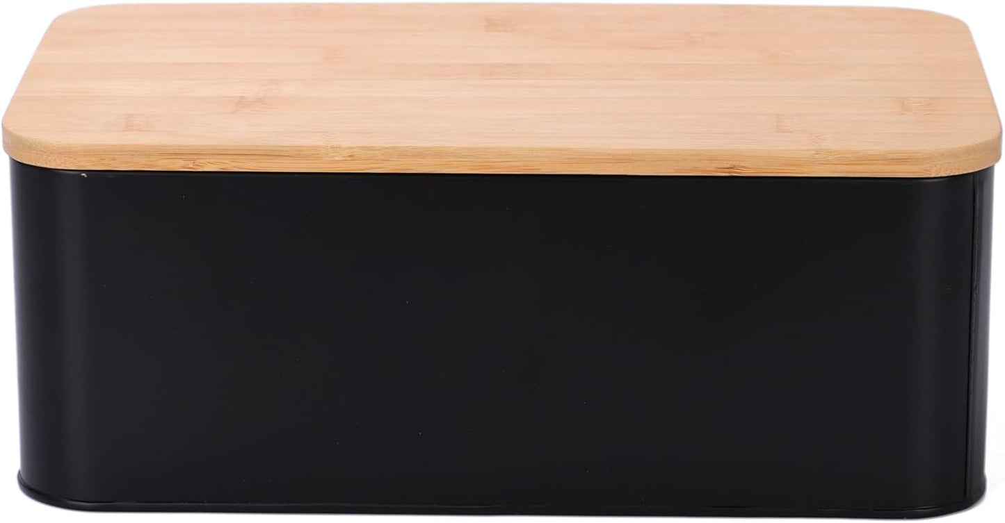 Black Bread Box, Rustic Bread Box, Vintage Bread Box for Kitchen Countertop, Bread Bin Black
